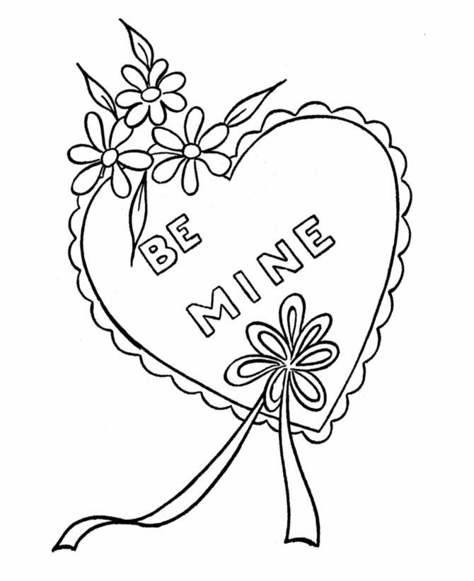 Be Mine Valentine Heart Coloring Page