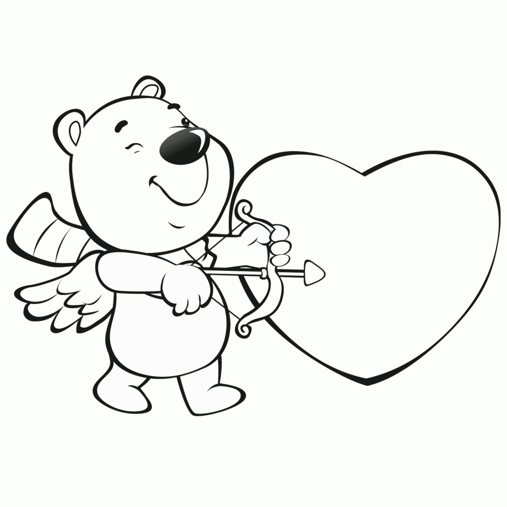 Bear Valentine Heart Coloring Page Free