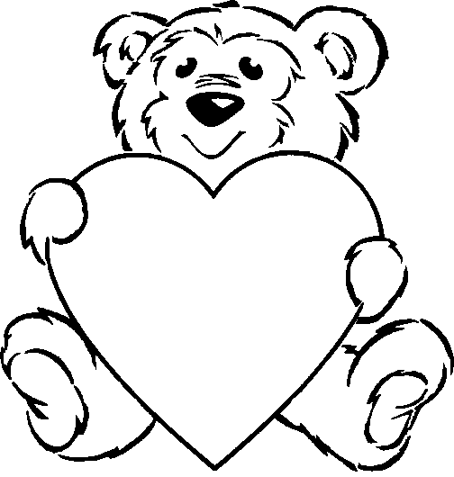 Bear Valentine Heart Coloring Page