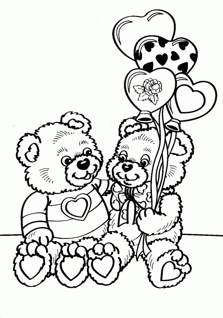 Bears Valentines Day Coloring Pages for Adults