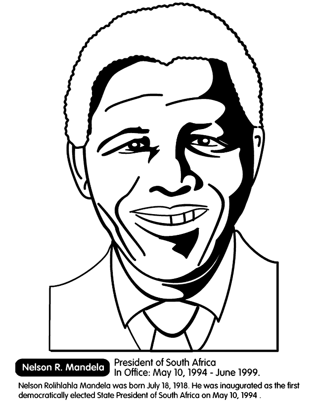 Black History Month Coloring Pages - Nelson R Mandela