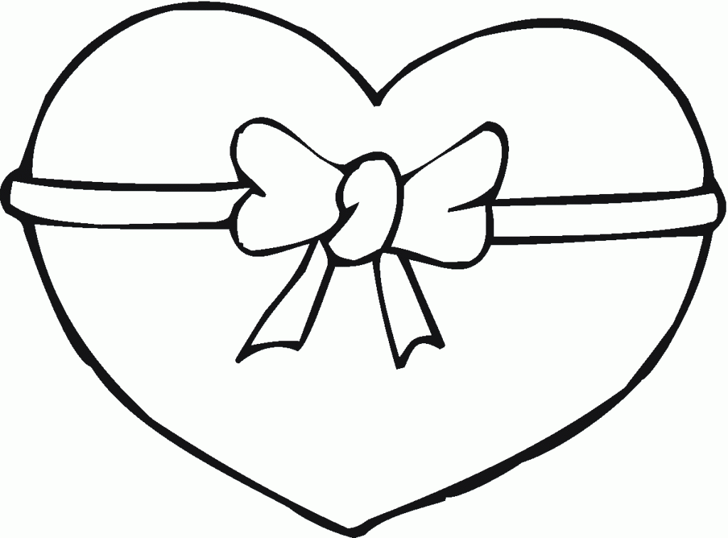 Bow Valentine Heart Coloring Page