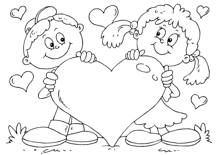 Children Valentine Heart Coloring Page