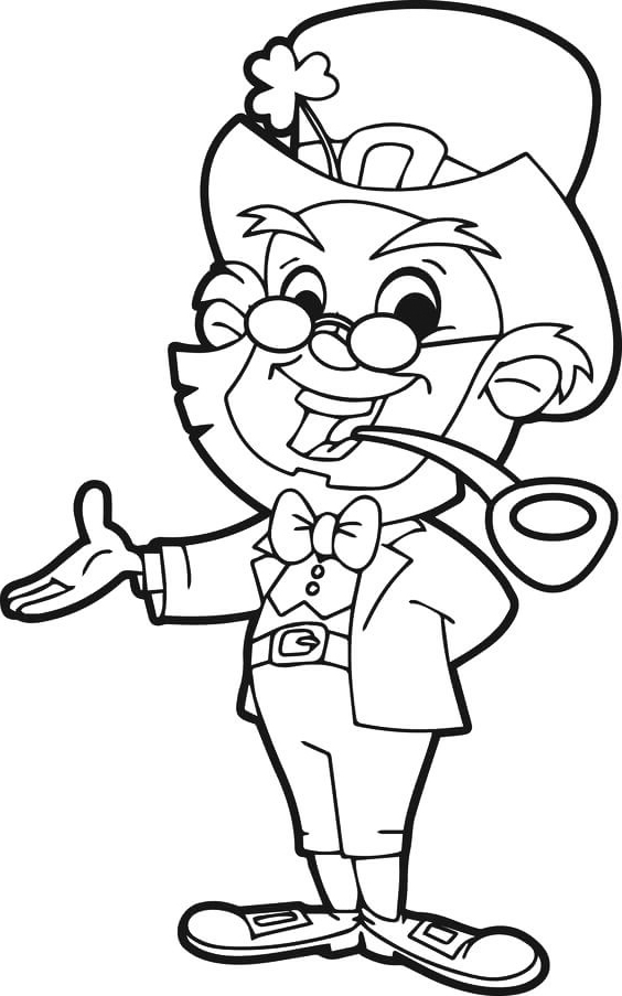 Cute Cartoon Leprechaun Coloring Page