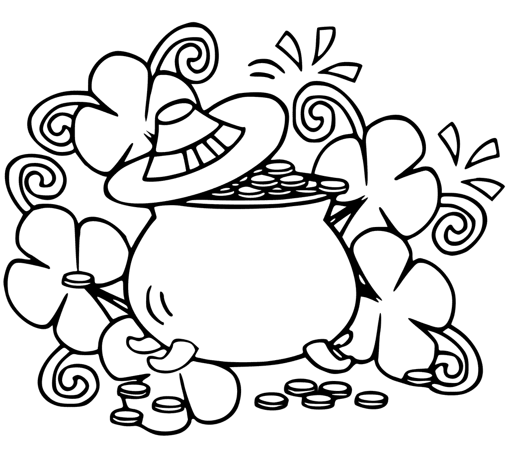 Cute Pot Of Gold Coloring Page
