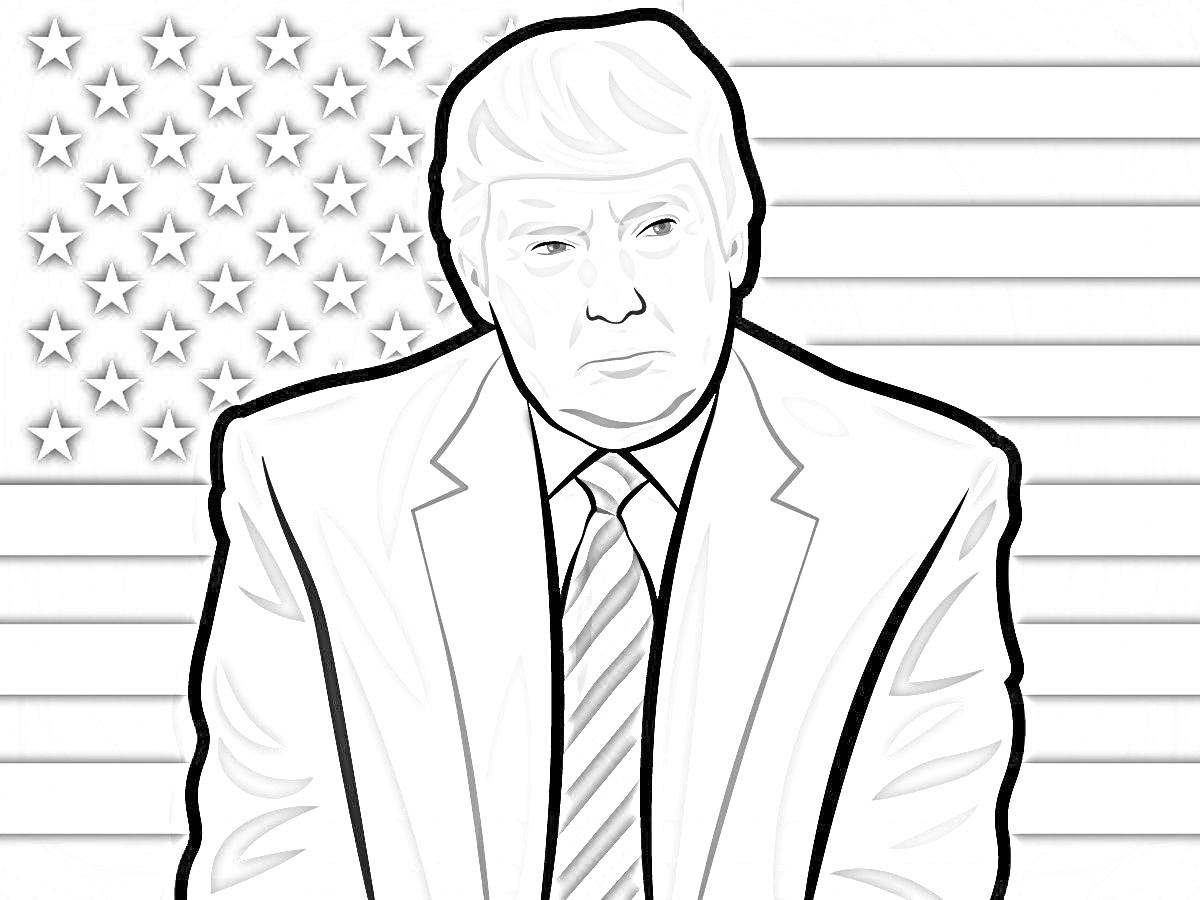 Donald Trump 45th President Coloring Page
