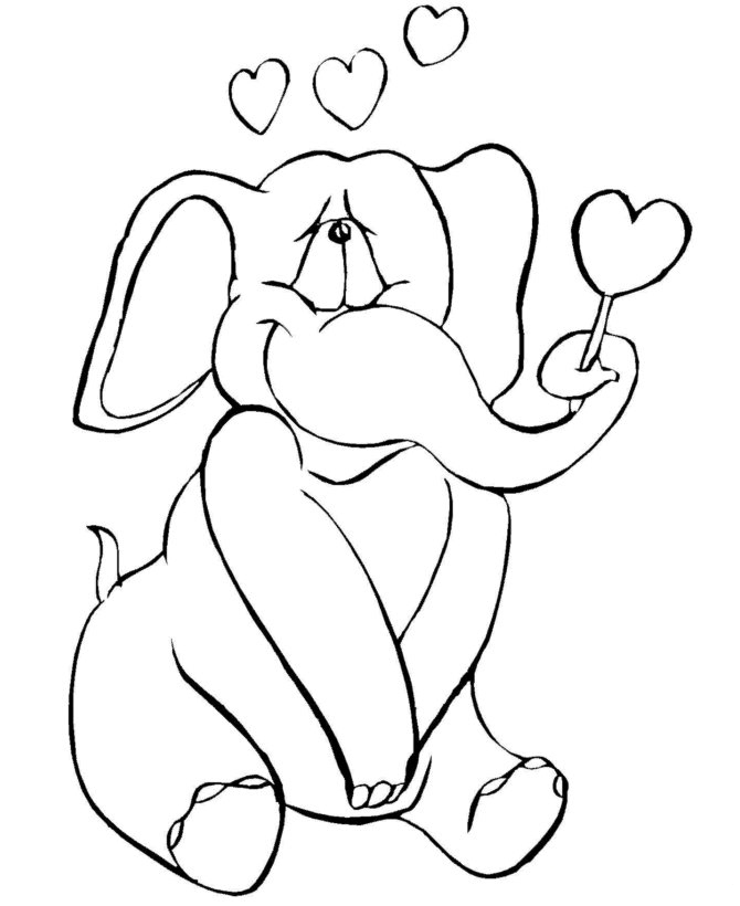 Elephant Heart Coloring Page