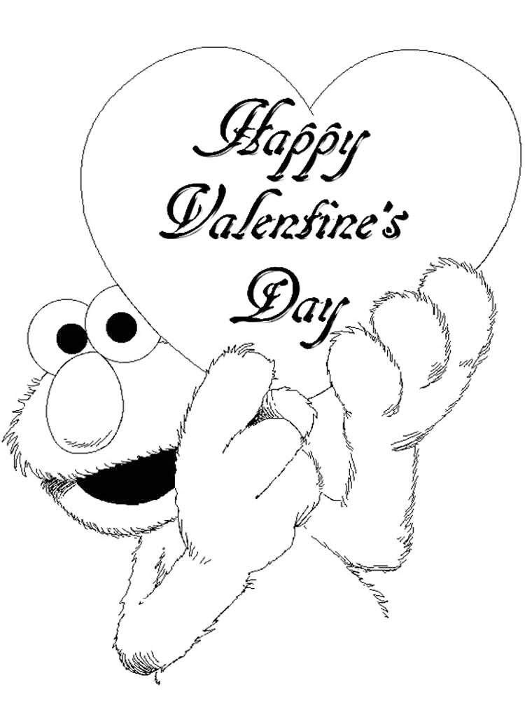 Elmo Happy Valentines Day Coloring Page