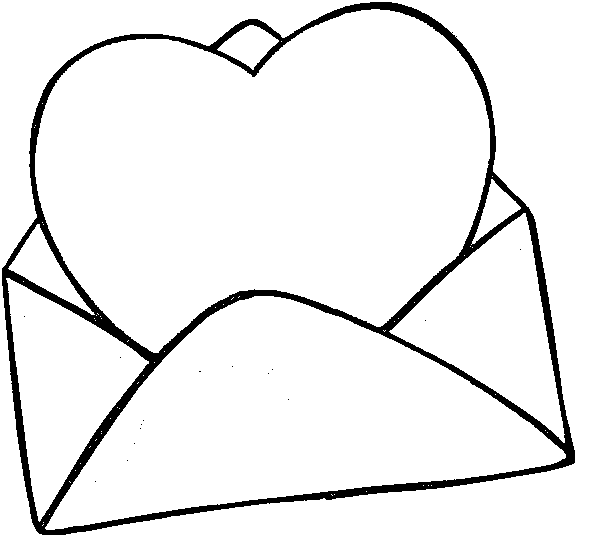 Envelope Valentine Heart Coloring Page