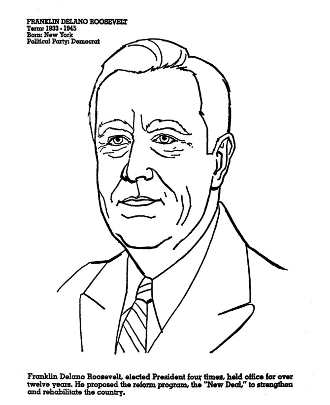 FDR Presidents Day Coloring Pages