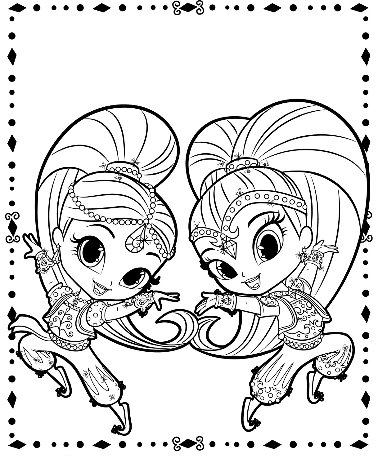 shimmer shine coloring pages