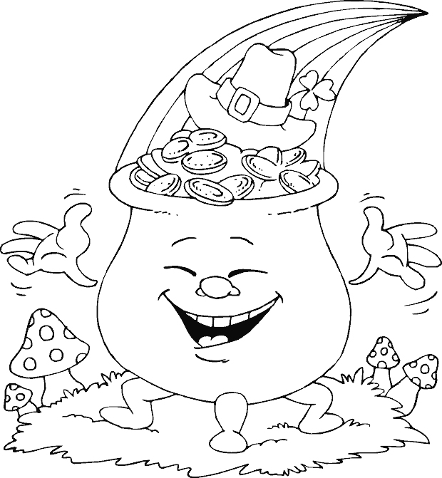 Happy Pot Of Gold Coloring Page