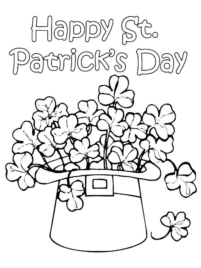 Happy St Patricks Day Hat Coloring Page