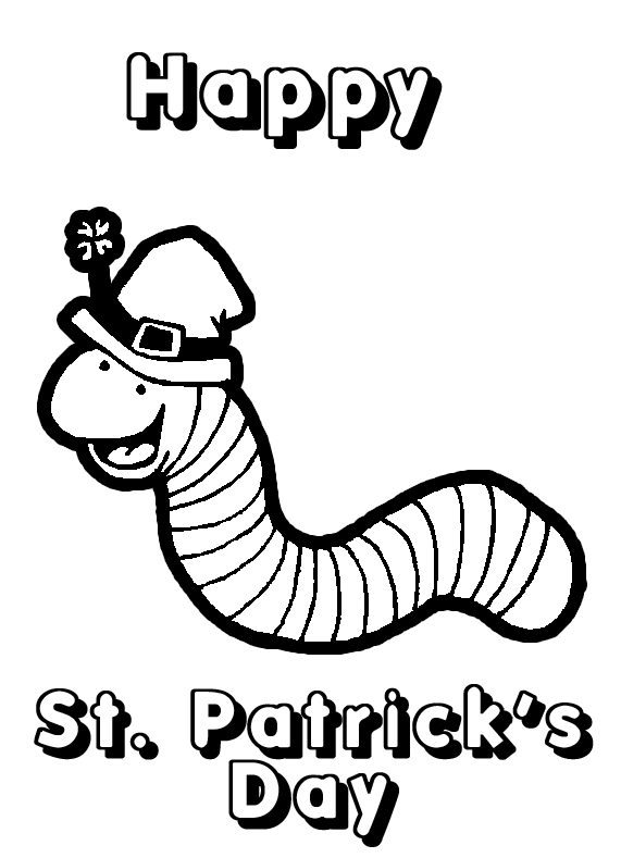 Happy St Patricks Day Worm Coloring Page