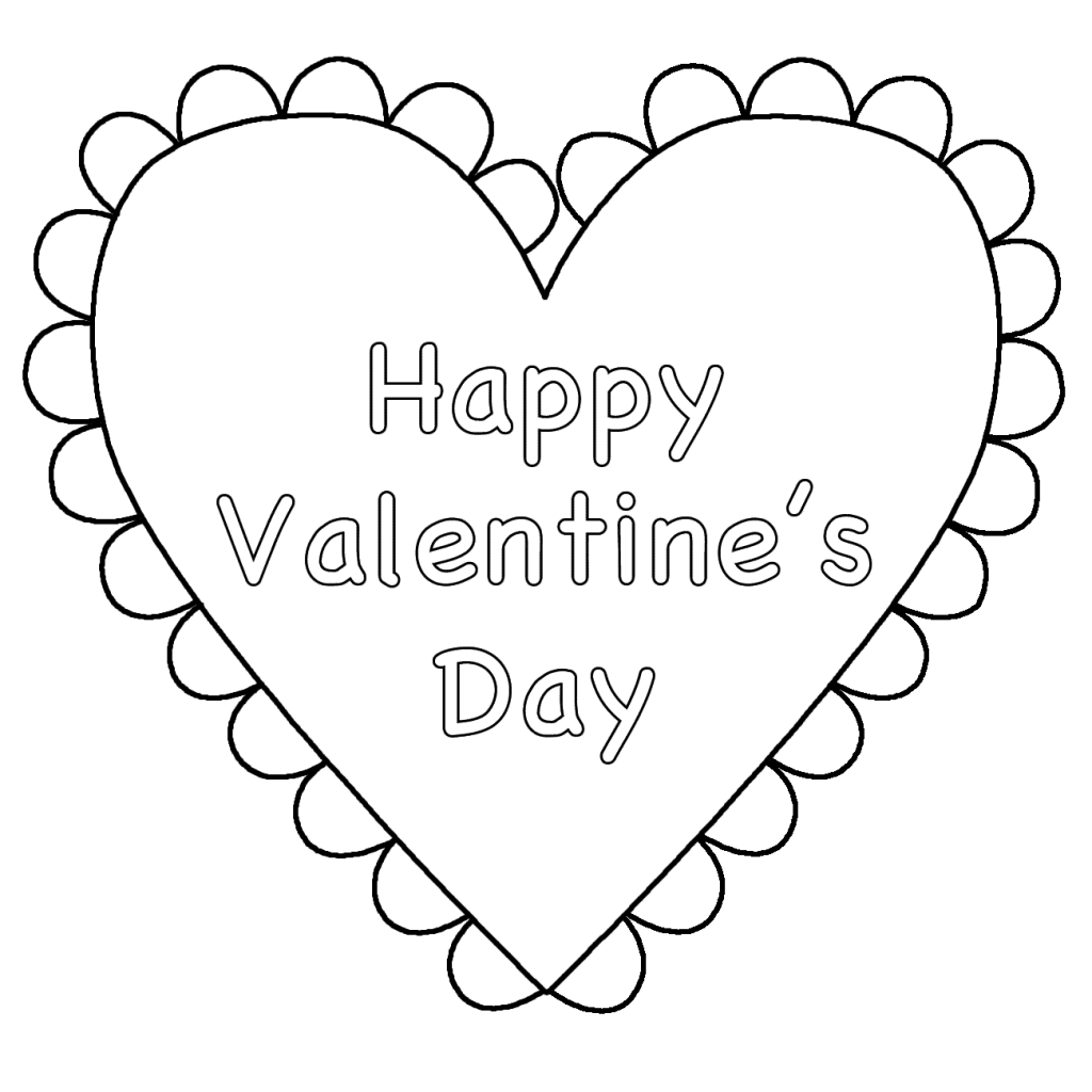 Happy Valentine Heart Coloring Page