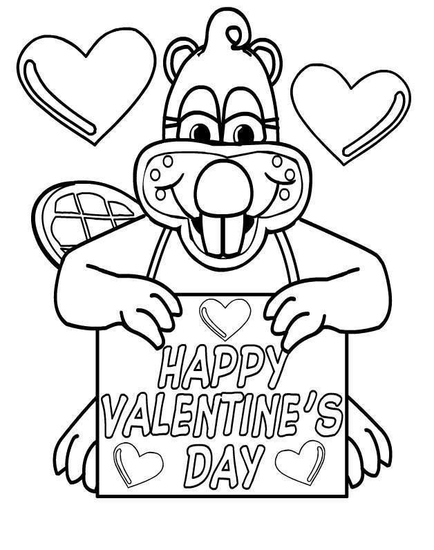 Happy Valentines Day Coloring Pages - Beaver