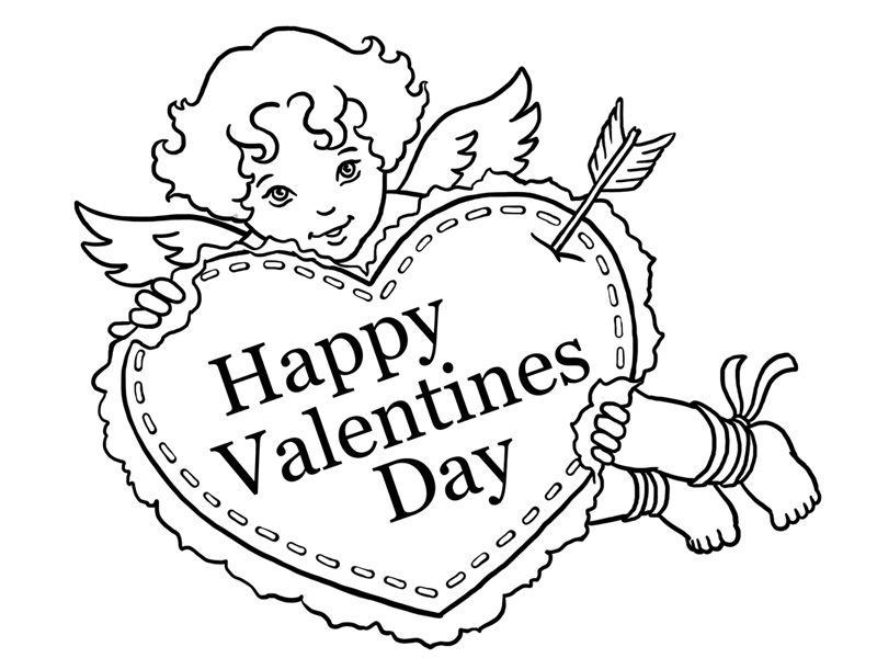 Happy Valentines Day Coloring Pages - Cupid