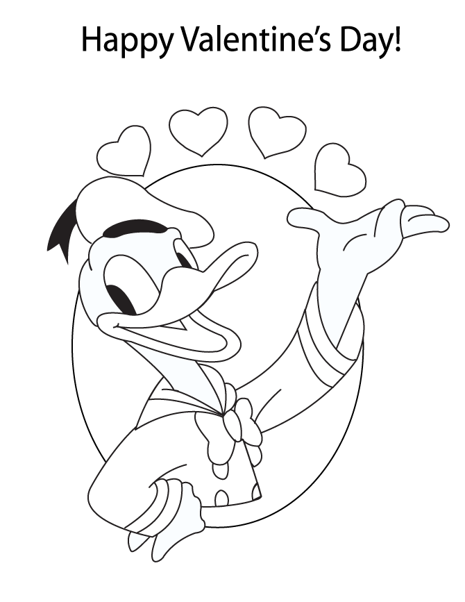 Happy Valentines Day Coloring Pages - Donald Duck