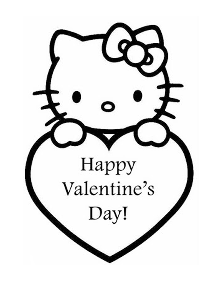 Happy Valentines Day Coloring Pages - Hello Kitty