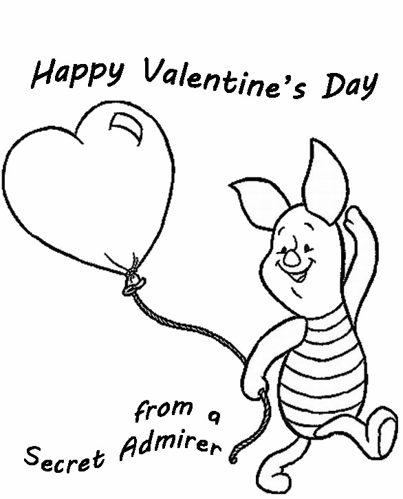 Happy Valentines Day Coloring Pages - Piglet