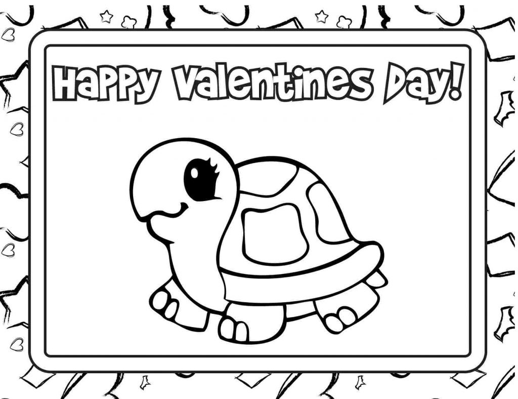 Happy Valentines Day Coloring Pages - Turtle