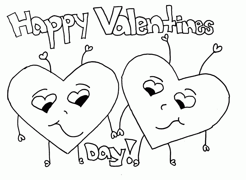 Happy Valentines Day Coloring Pages - Two Hearts