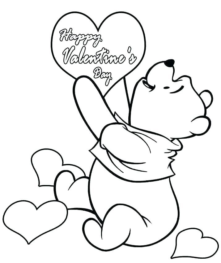 Happy Valentines Day Pooh Coloring Page