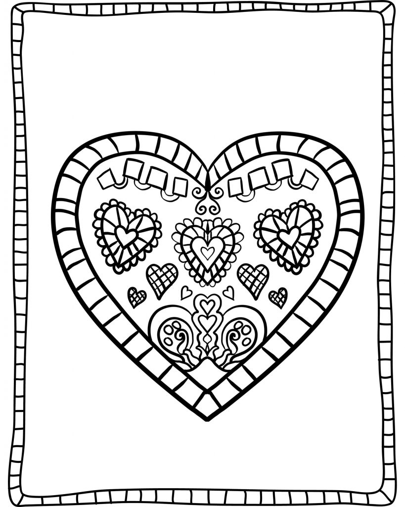 Heart Valentines Day Coloring Page for Adults