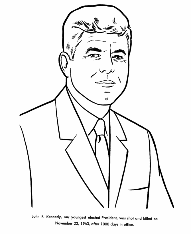 John F Kennedy Presidents Day Coloring Pages