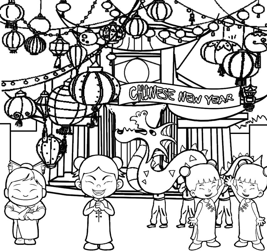 Kids Chinese New Year Coloring Pages
