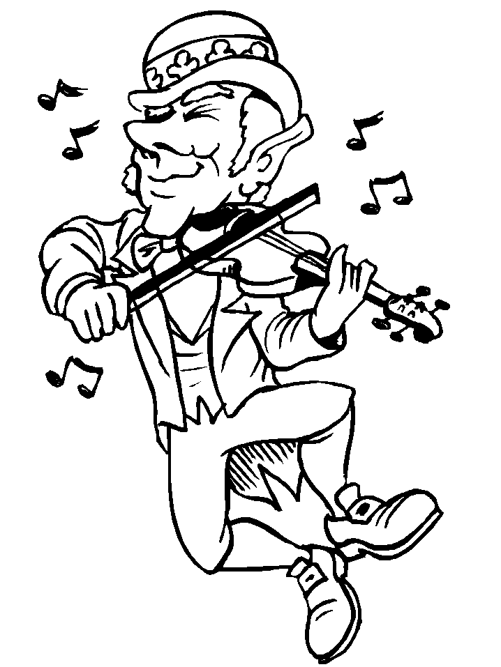 Leprechaun Playing Fiddle Coloring Page