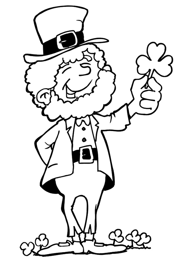 Leprechaun And Shamrock Coloring Page