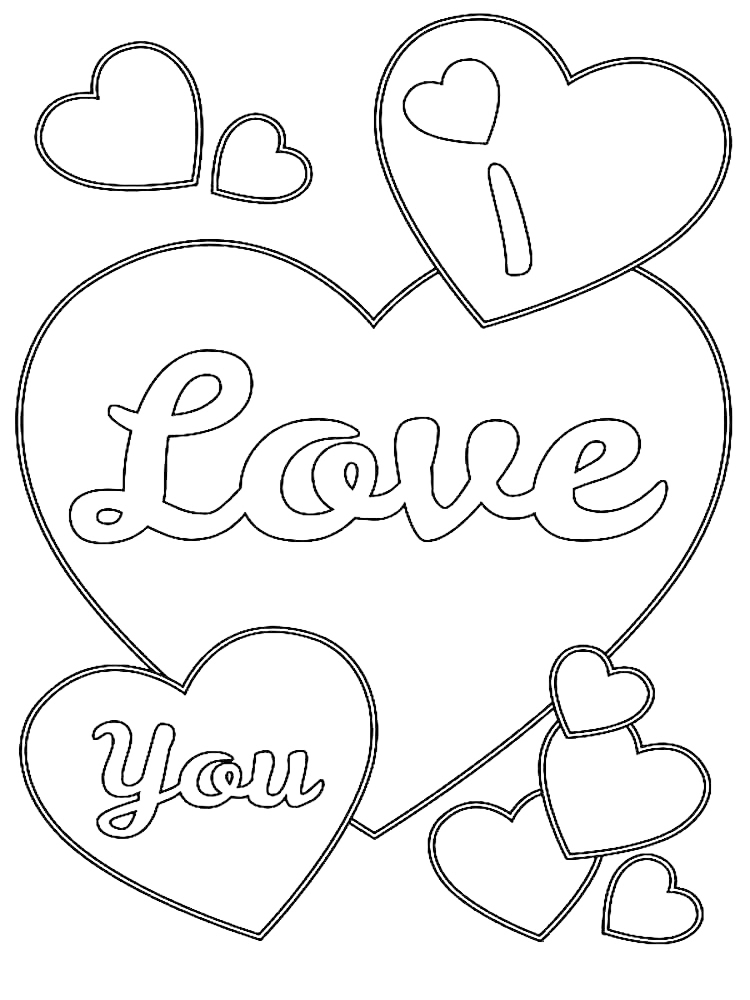 Love Hearts Valentines Day Coloring Page