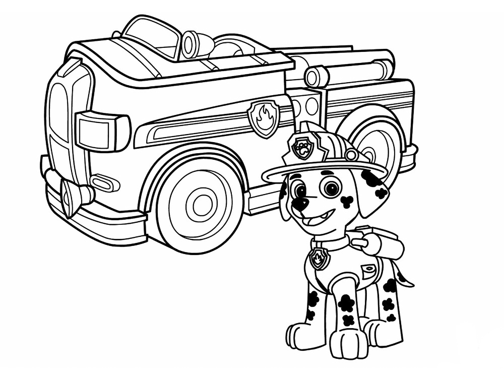 Marshall Paw Patrol Coloring Page