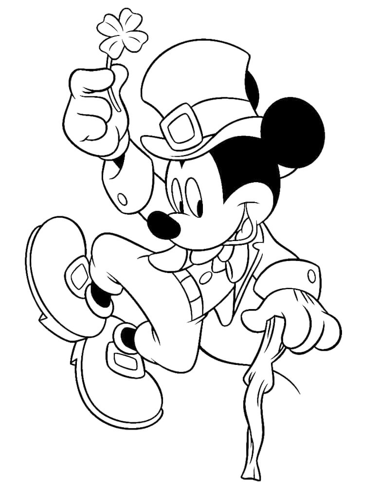 Mickey Mouse St Patricks Coloring Page