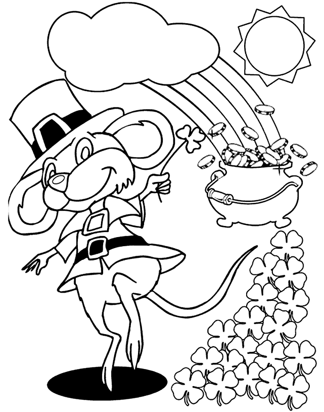Mouse Leprechaun Coloring Page