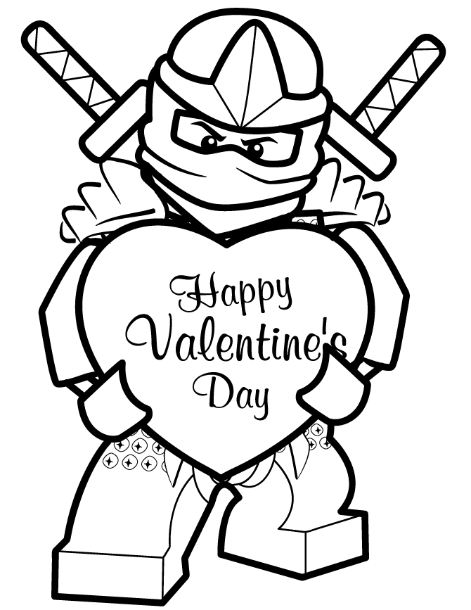 Ninja Valentine Coloring Page