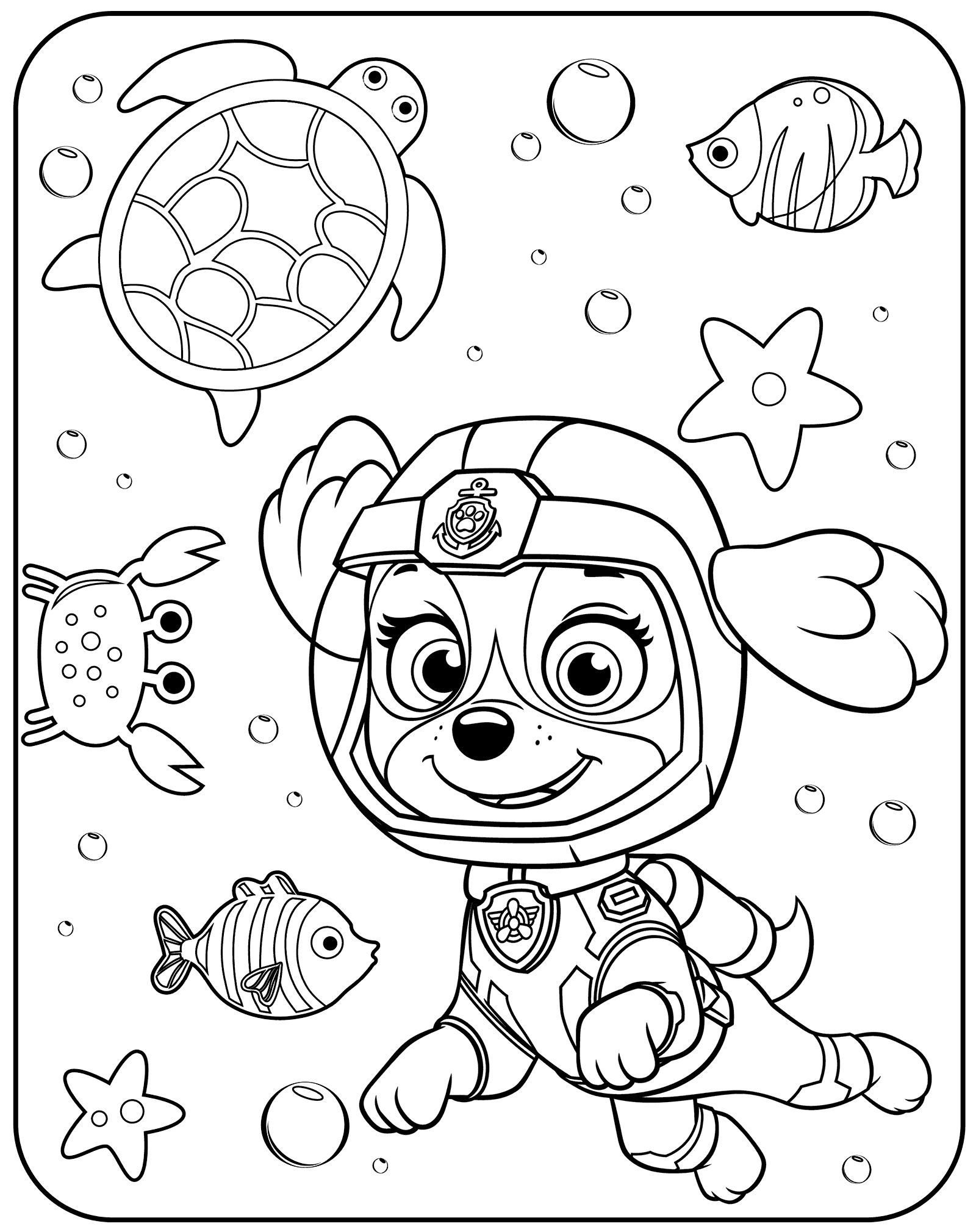 Paw Patrol Sea Dog Coloring Page