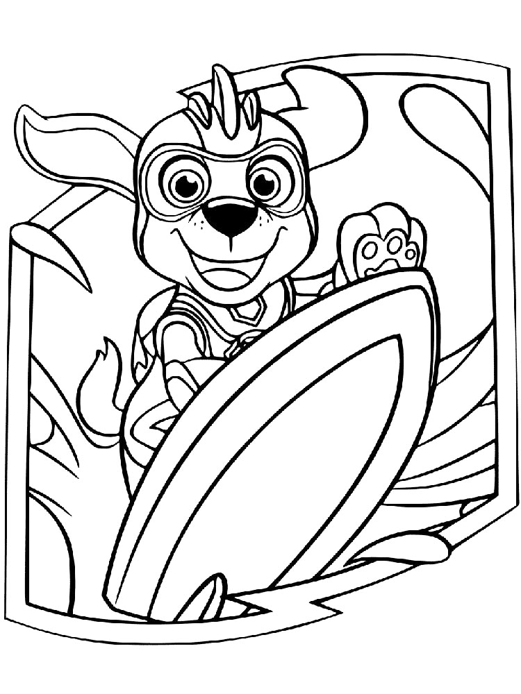 Paw Patrol Surfer Coloring Page