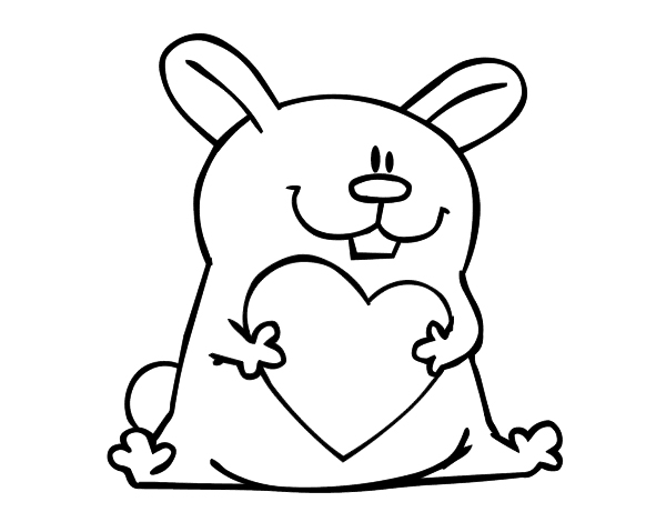 Rabbit Heart Coloring Page