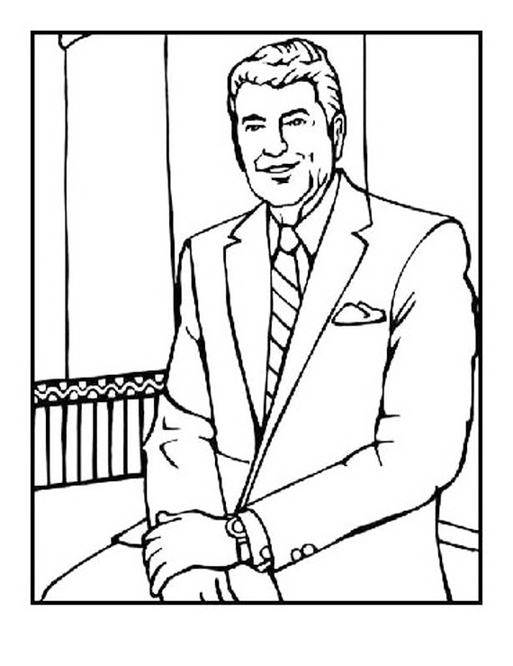 Regan Presidents Day Coloring Page