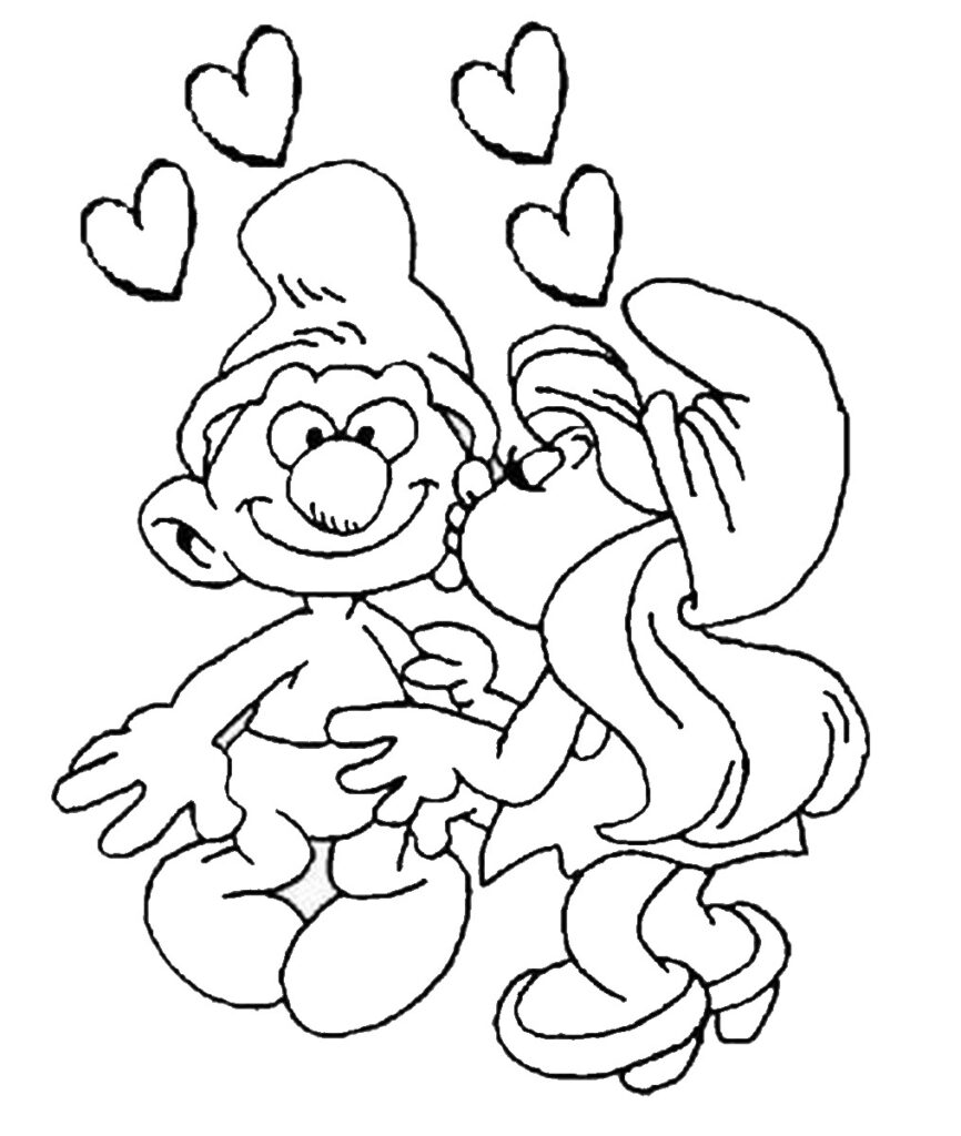 Smurfette Valentines Day Coloring Page