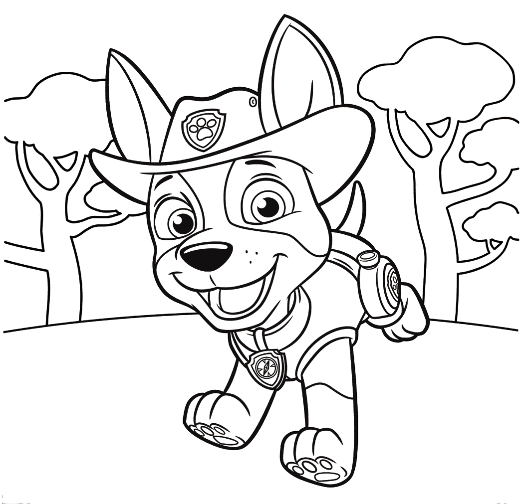 Desenhos para colorir do Cute Paw Patrol Tracker - Desenhos para colorir  gratuitos para impressão