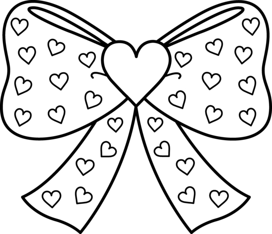 Valentine Heart Bow Coloring Page