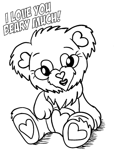 Valentines Day Coloring Pages - Bear