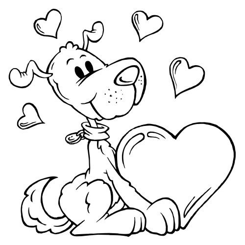 Valentines Day Coloring Pages - Dog with Heart
