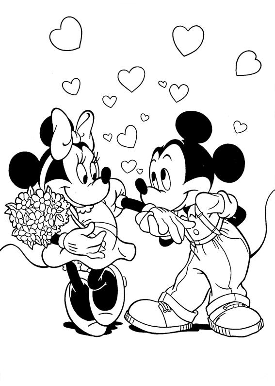 Valentines Day Coloring Pages - Mickey and Minnie
