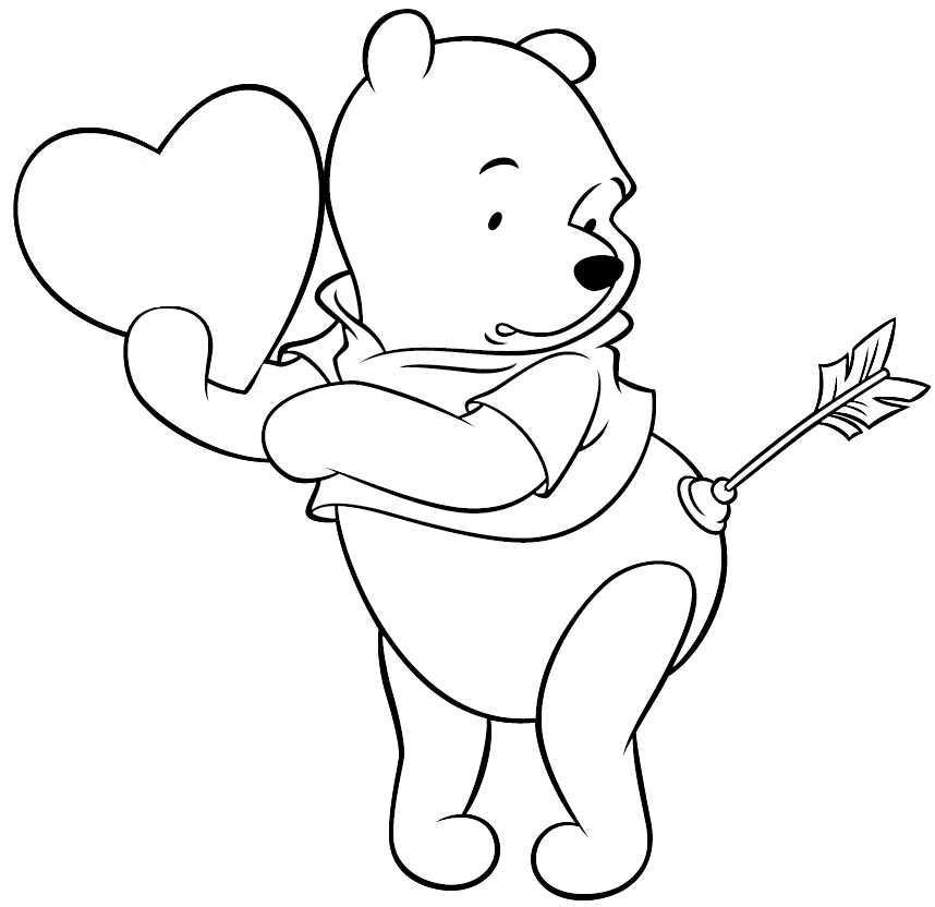 Valentines Day Coloring Pages - Poohs Arrow