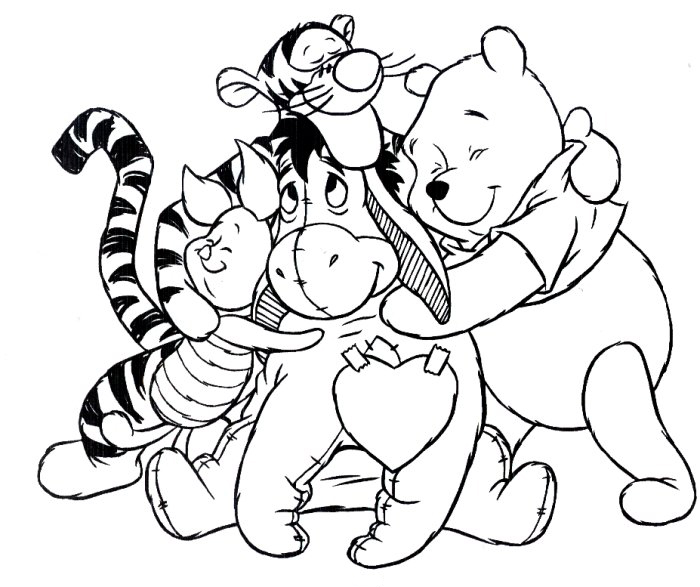 Valentines Day Coloring Pages - Poohs family