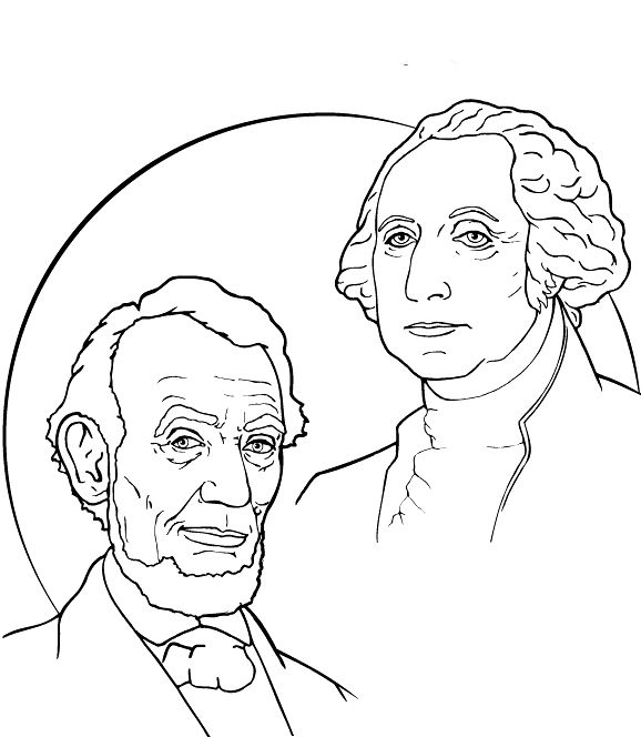 Washington and Lincoln Coloring Page